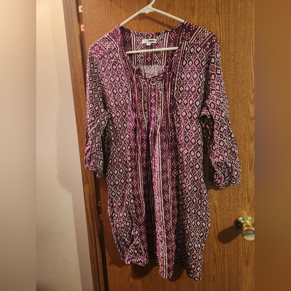 💓 3/$15 Sonoma Size Large 1/2 Sleeve Mini Dress - Picture 2 of 10